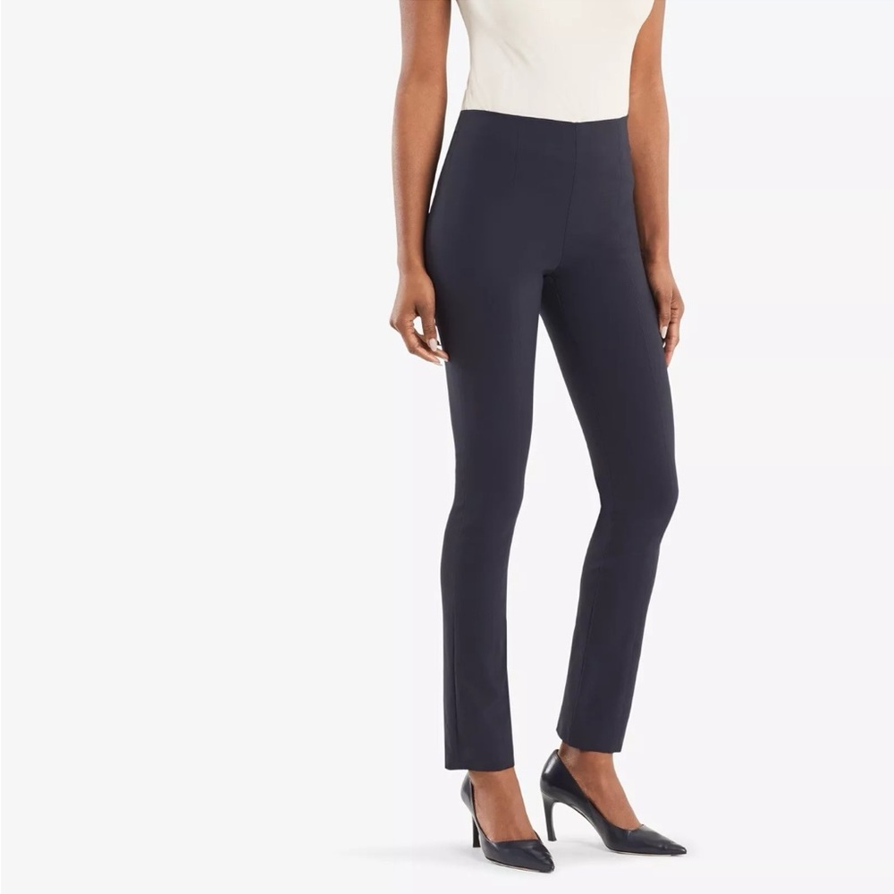 MM Lafleur Foster Pant Womens 0 Petite Gray Power Stretch High Rise Straight Leg